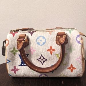 Vintage Louis Vuitton Monogram Multicolor Mini Sac HL Speedy in White